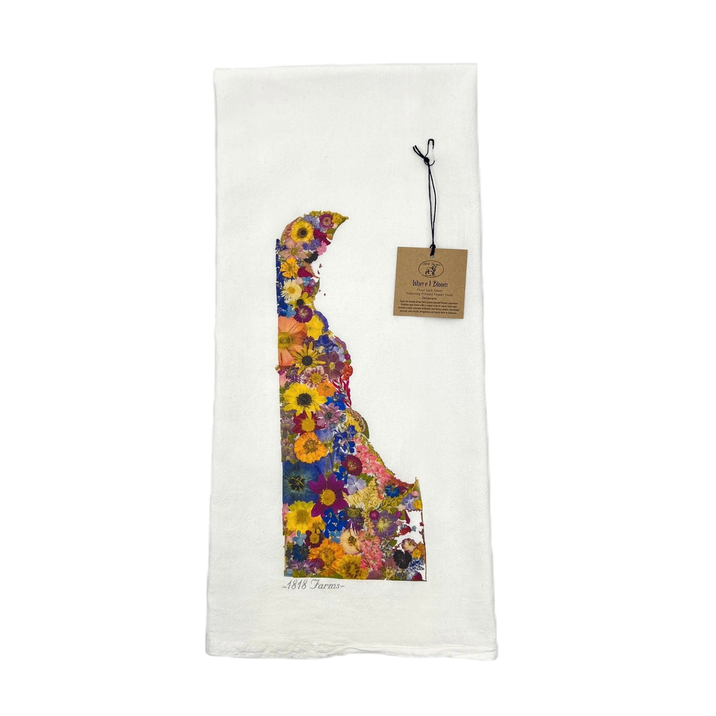 Delaware Themed Flour Sack Towel - "Where I Bloom" Collection Towel 1818 Farms