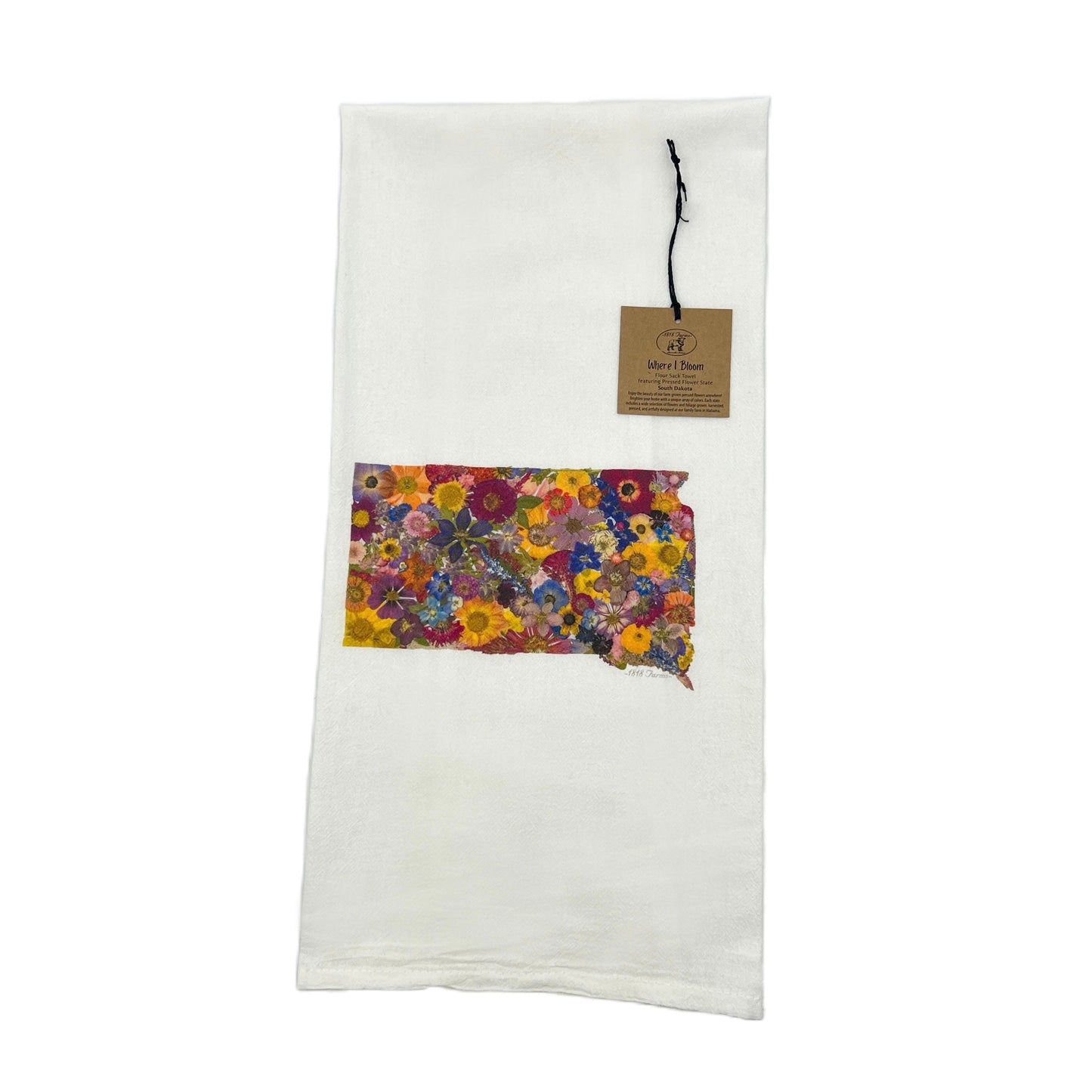 South Dakota Themed Flour Sack Towel - "Where I Bloom" Collection Towel 1818 Farms