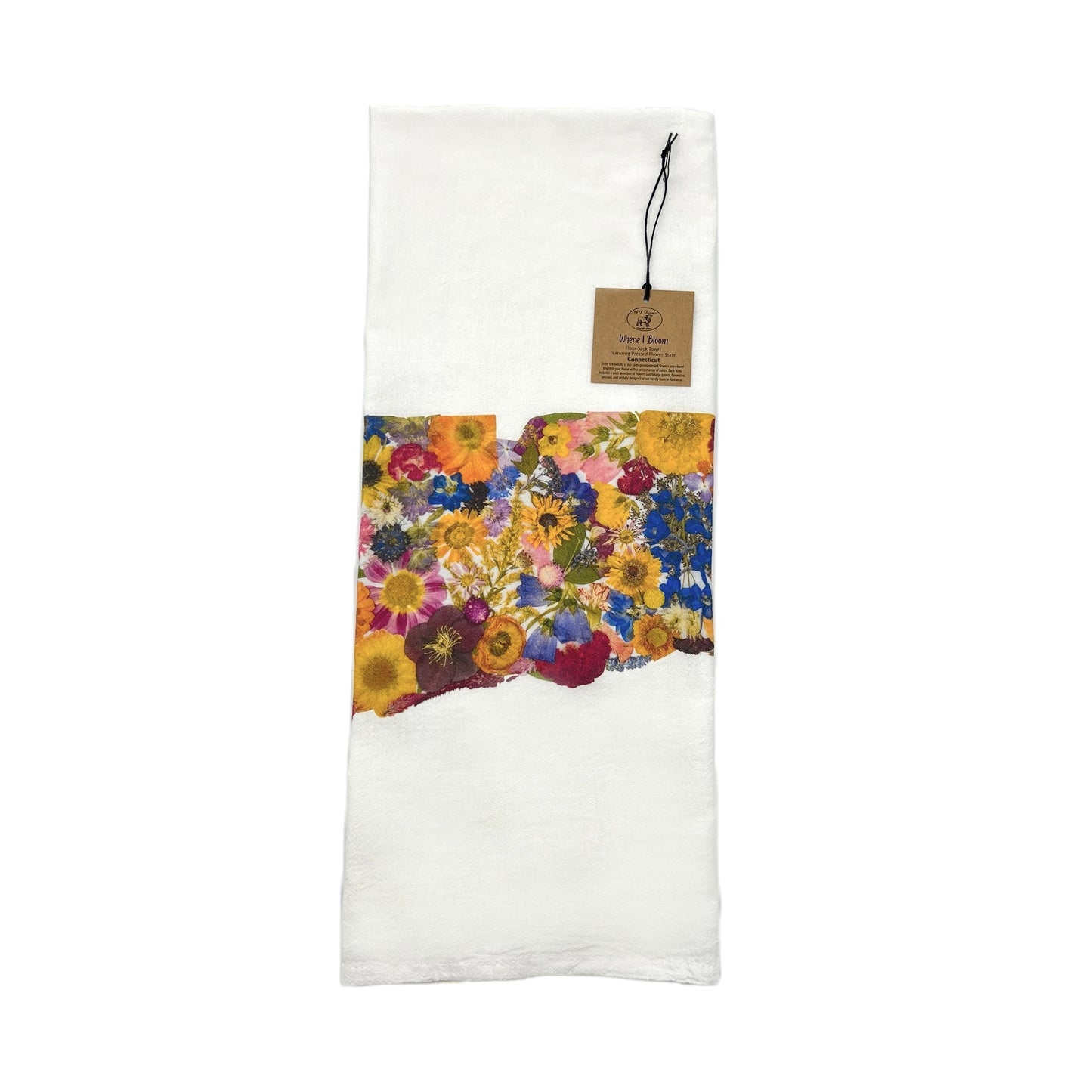 Connecticut Themed Flour Sack Towel - "Where I Bloom" Collection Towel 1818 Farms