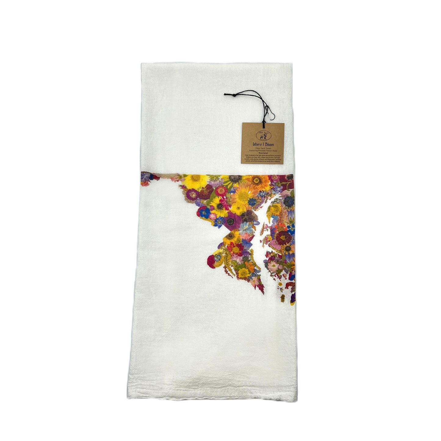 Maryland Themed Flour Sack Towel - "Where I Bloom" Collection Towel 1818 Farms