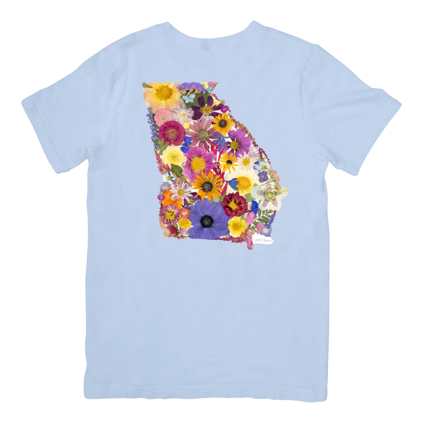 Georgia Themed Comfort Colors Tshirt - "Where I Bloom" Collection T-Shirts 1818 Farms Small Chambray Blue