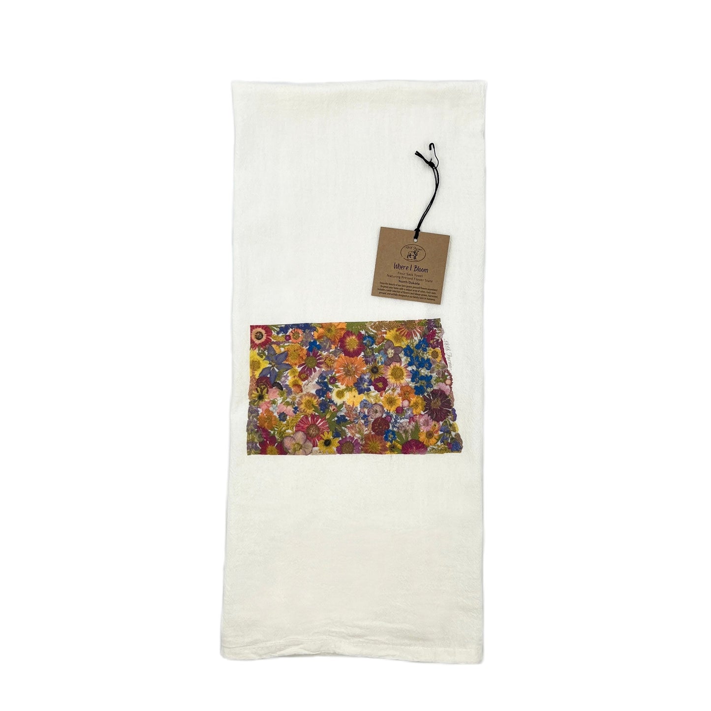 North Dakota Themed Flour Sack Towel - "Where I Bloom" Collection Towel 1818 Farms