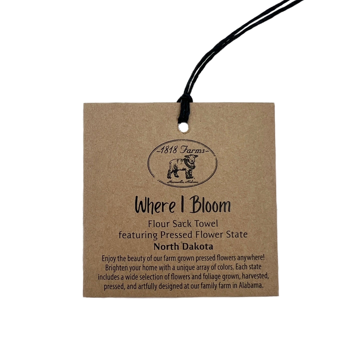 North Dakota Themed Flour Sack Towel - "Where I Bloom" Collection Towel 1818 Farms