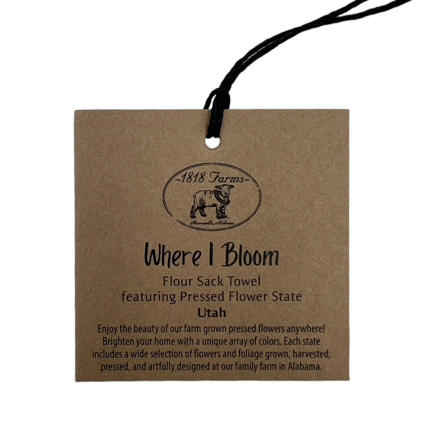 Utah Themed Flour Sack Towel - "Where I Bloom" Collection Towel 1818 Farms