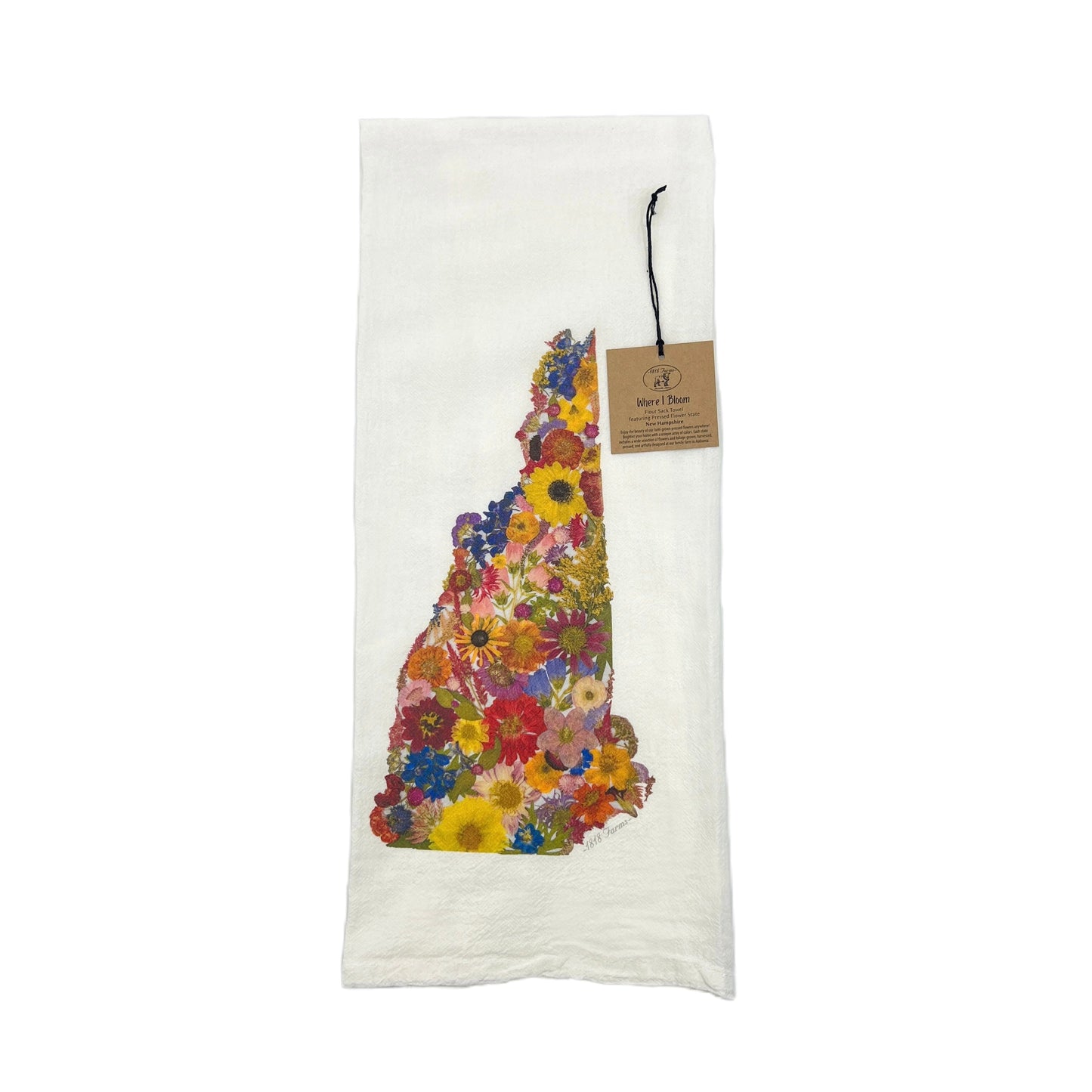 New Hampshire Themed Flour Sack Towel - "Where I Bloom" Collection Towel 1818 Farms