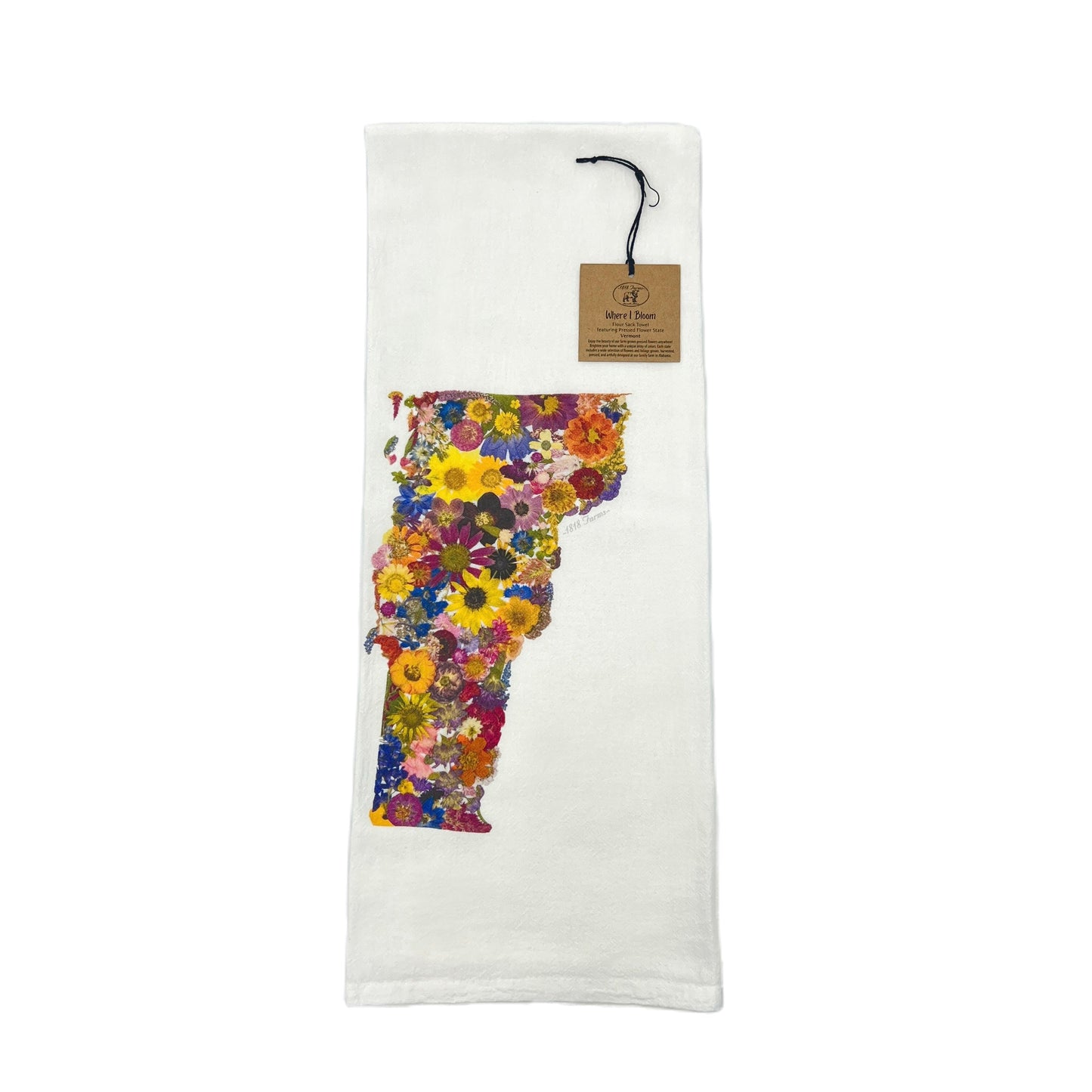 Vermont Themed Flour Sack Towel - "Where I Bloom" Collection Towel 1818 Farms