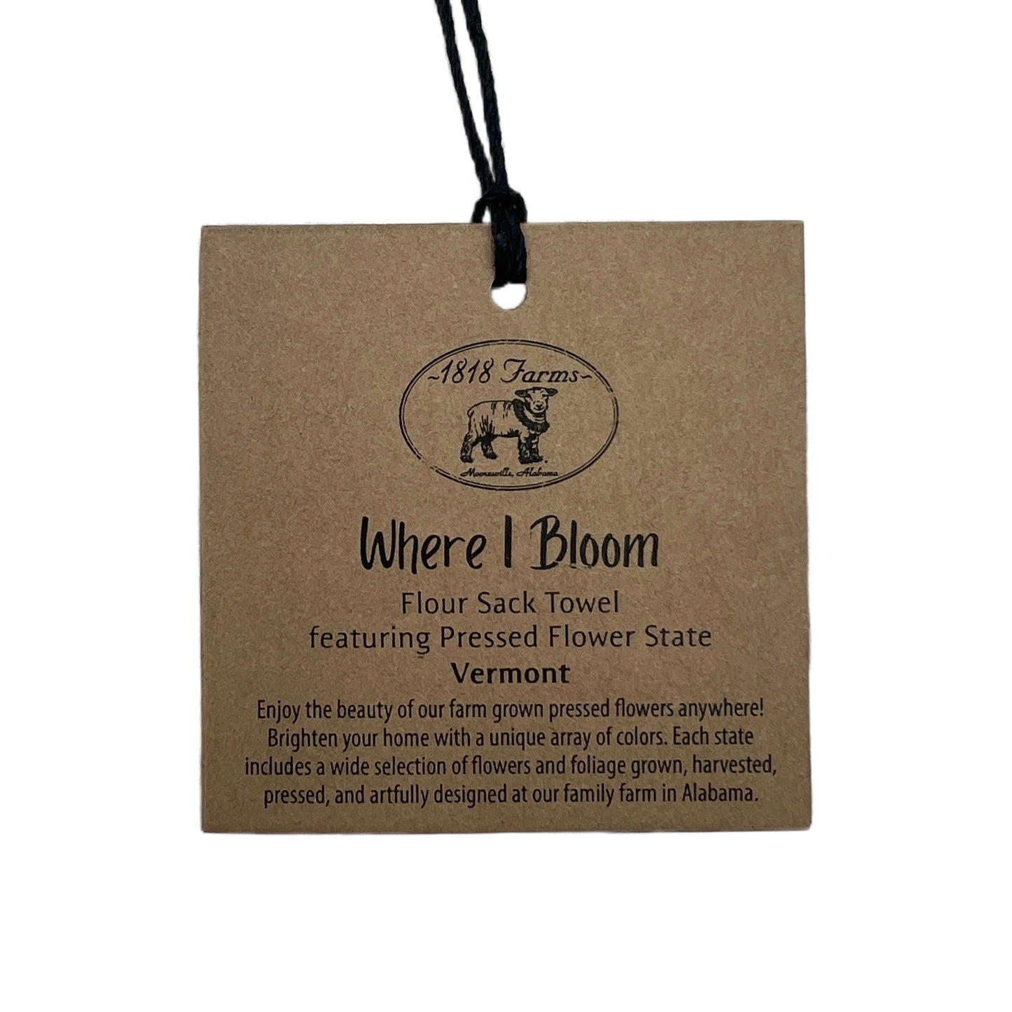 Vermont Themed Flour Sack Towel - "Where I Bloom" Collection Towel 1818 Farms