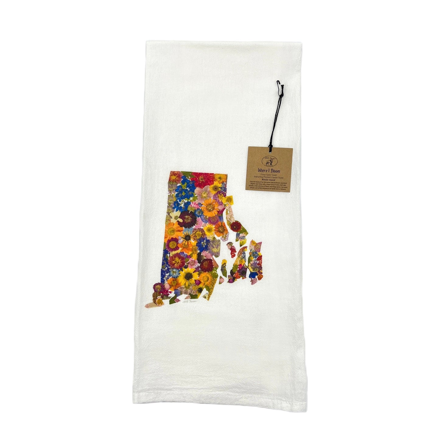 Rhode Island Themed Flour Sack Towel - "Where I Bloom" Collection Towel 1818 Farms
