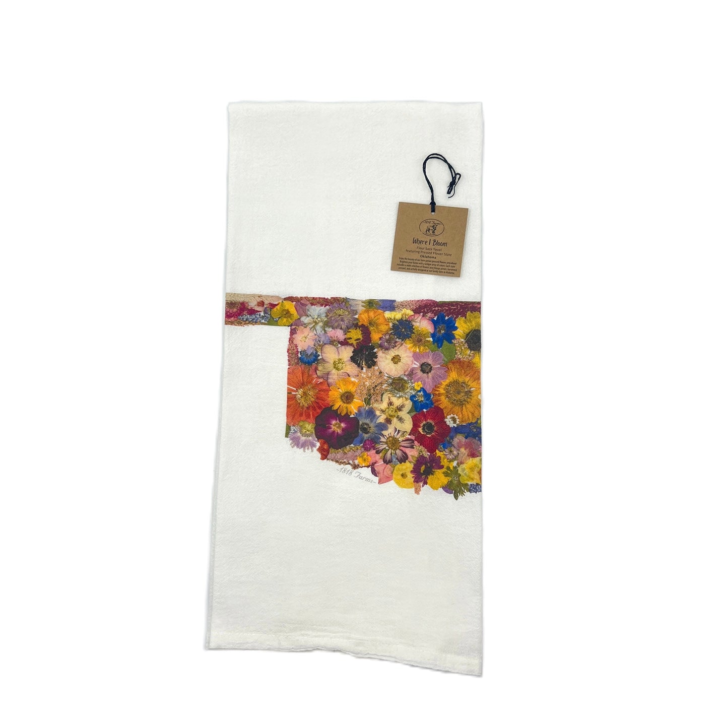 Oklahoma Themed Flour Sack Towel - "Where I Bloom" Collection Towel 1818 Farms