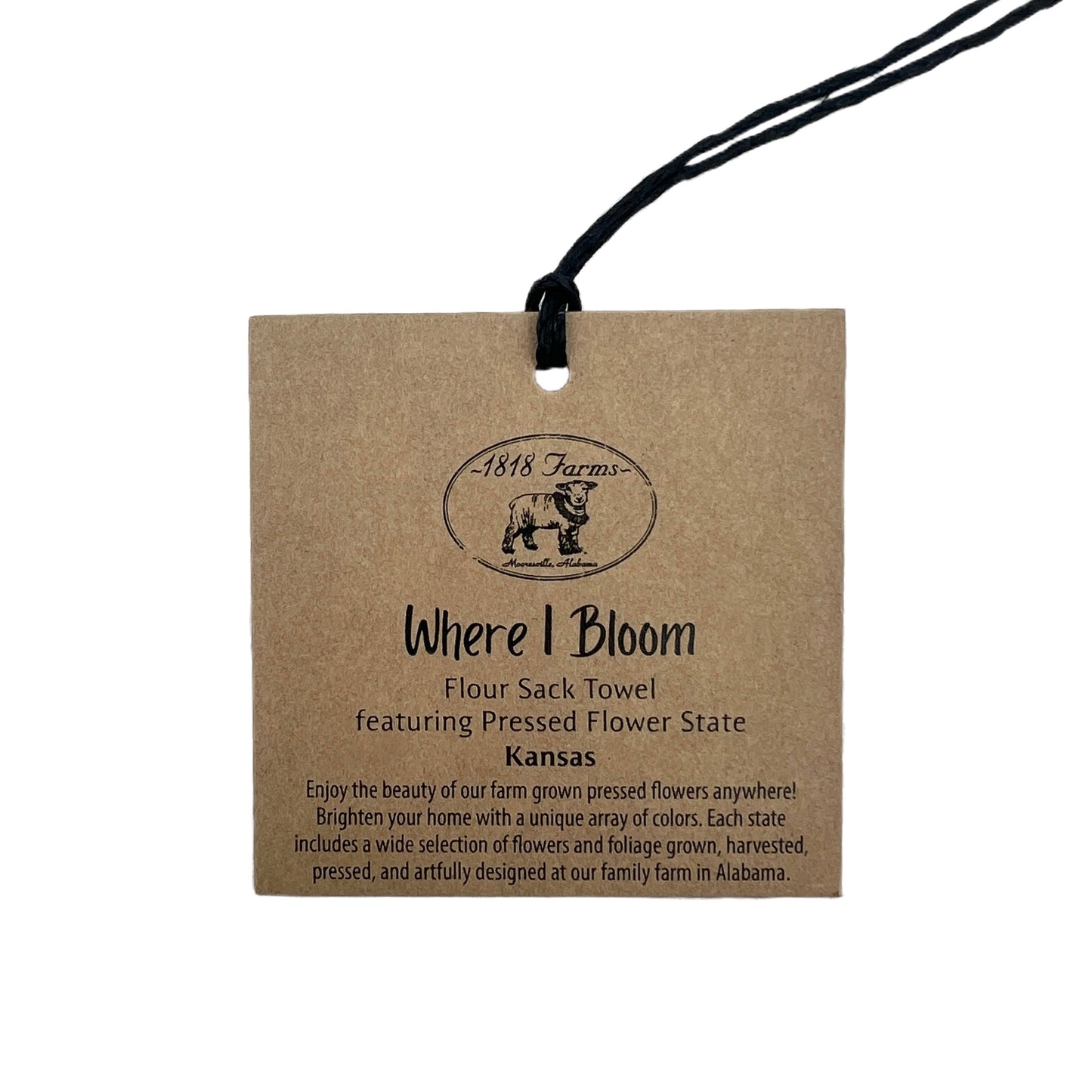 Kansas Themed Flour Sack Towel - "Where I Bloom" Collection Towel 1818 Farms