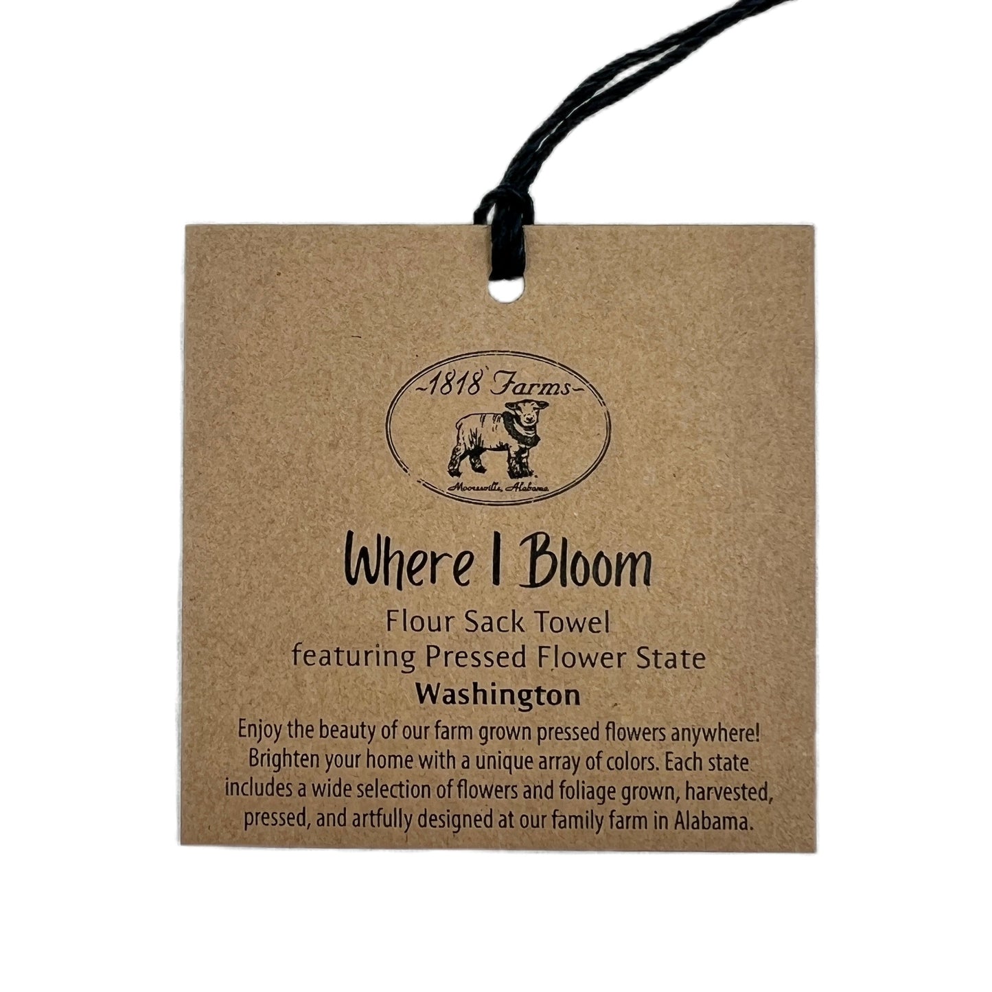 Washington Themed Flour Sack Towel - "Where I Bloom" Collection Towel 1818 Farms