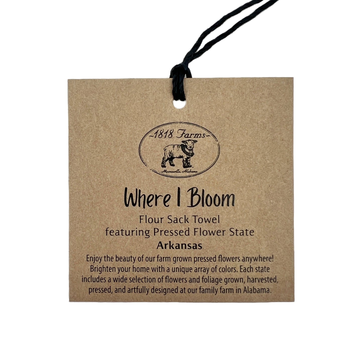 Arkansas Themed Flour Sack Towel - "Where I Bloom" Collection Towel 1818 Farms