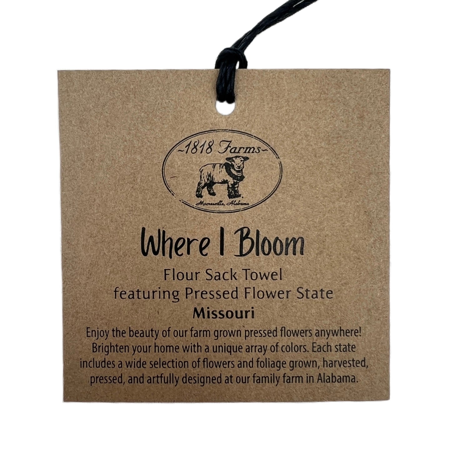 Missouri Themed Flour Sack Towel - "Where I Bloom" Collection Towel 1818 Farms