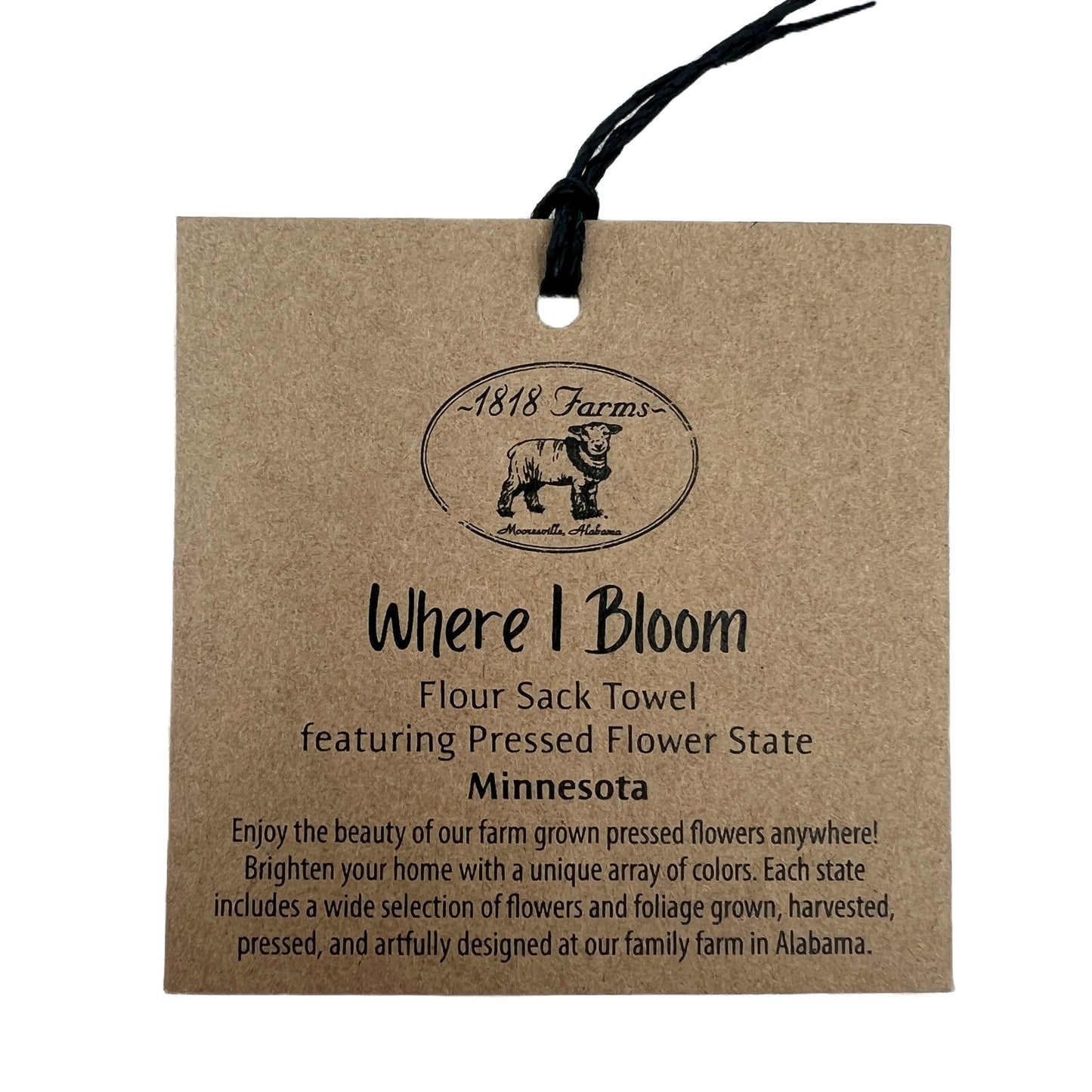 Minnesota Themed Flour Sack Towel - "Where I Bloom" Collection Towel 1818 Farms