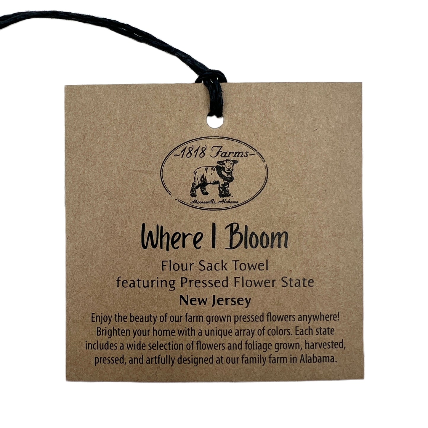 New Jersey Themed Flour Sack Towel - "Where I Bloom" Collection Towel 1818 Farms