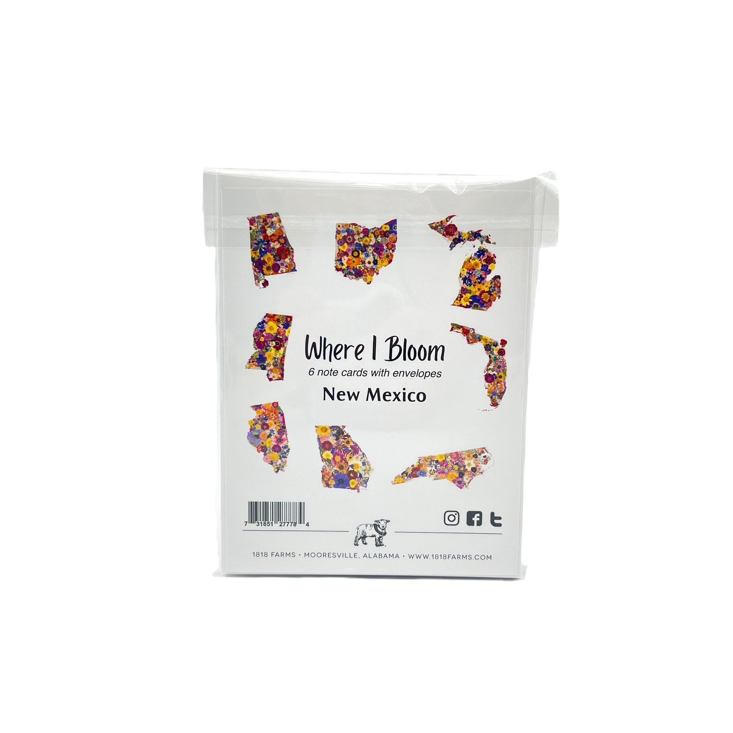 New Mexico Themed Notecards (Set of 6) - "Where I Bloom" Collection Notecard 1818 Farms