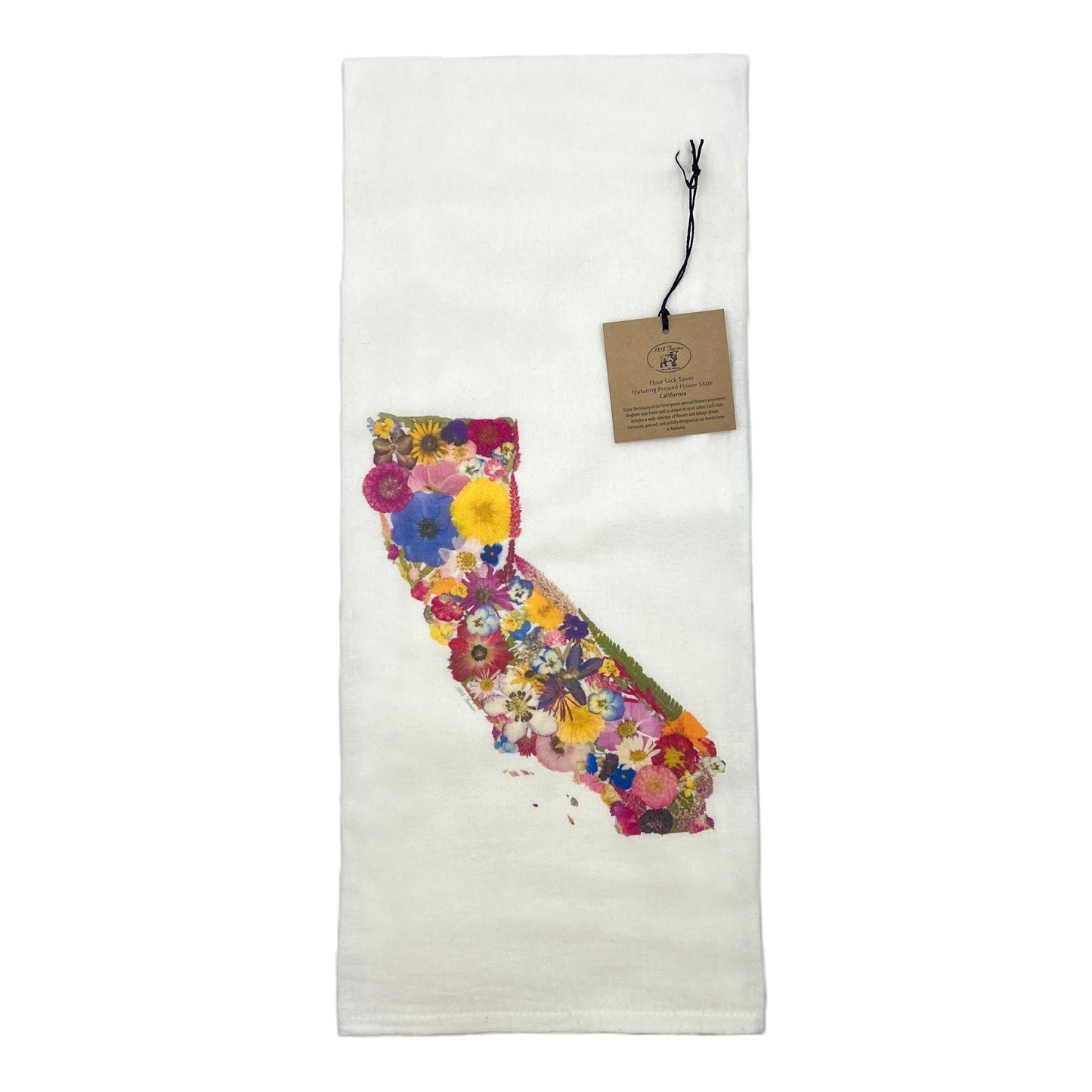 State Themed Flour Sack Towel - "Where I Bloom" Collection Towel 1818 Farms California