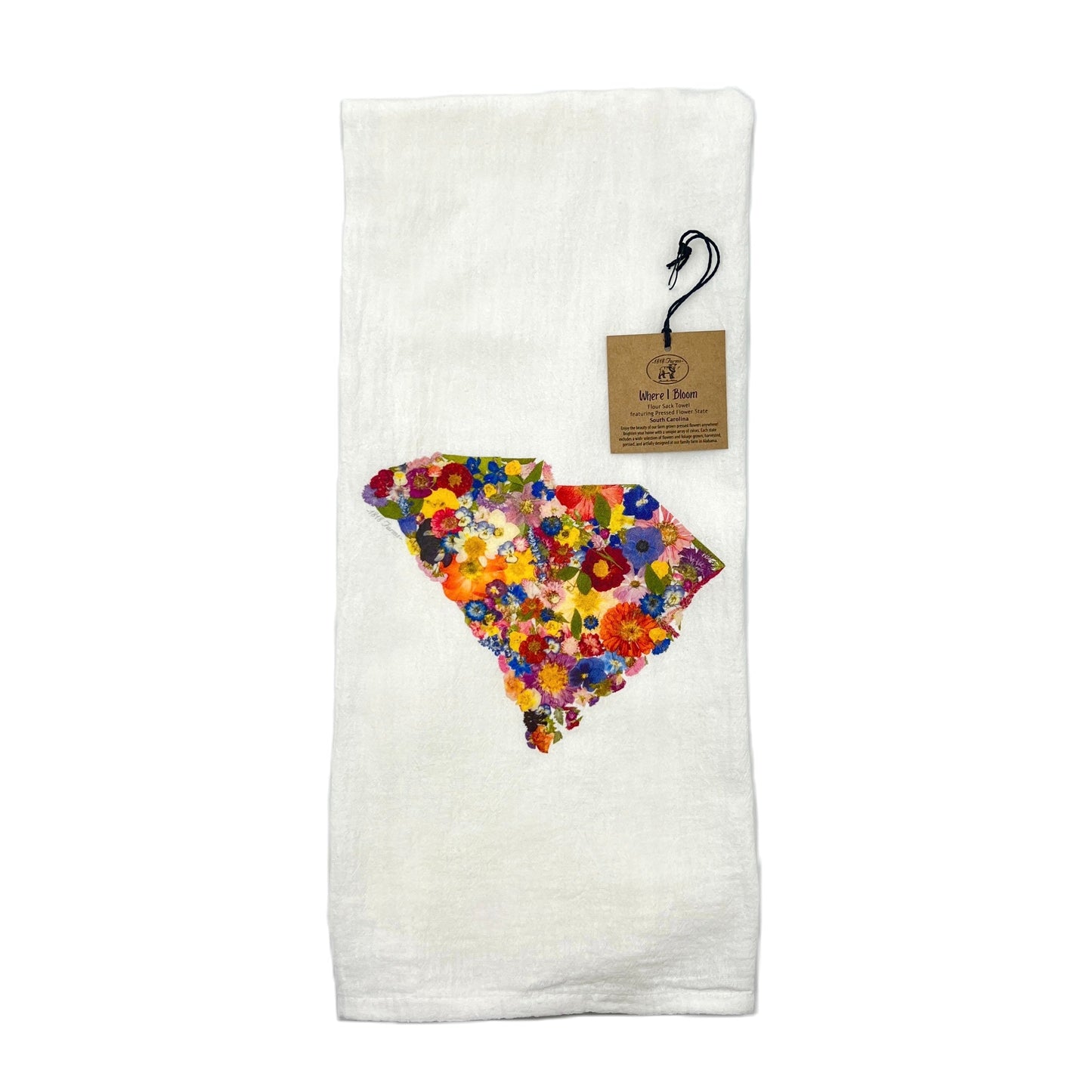 State Themed Flour Sack Towel - "Where I Bloom" Collection Towel 1818 Farms South Carolina