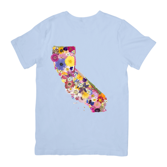 California Themed Comfort Colors Tshirt - "Where I Bloom" Collection T-Shirts 1818 Farms Chambray Blue Small 