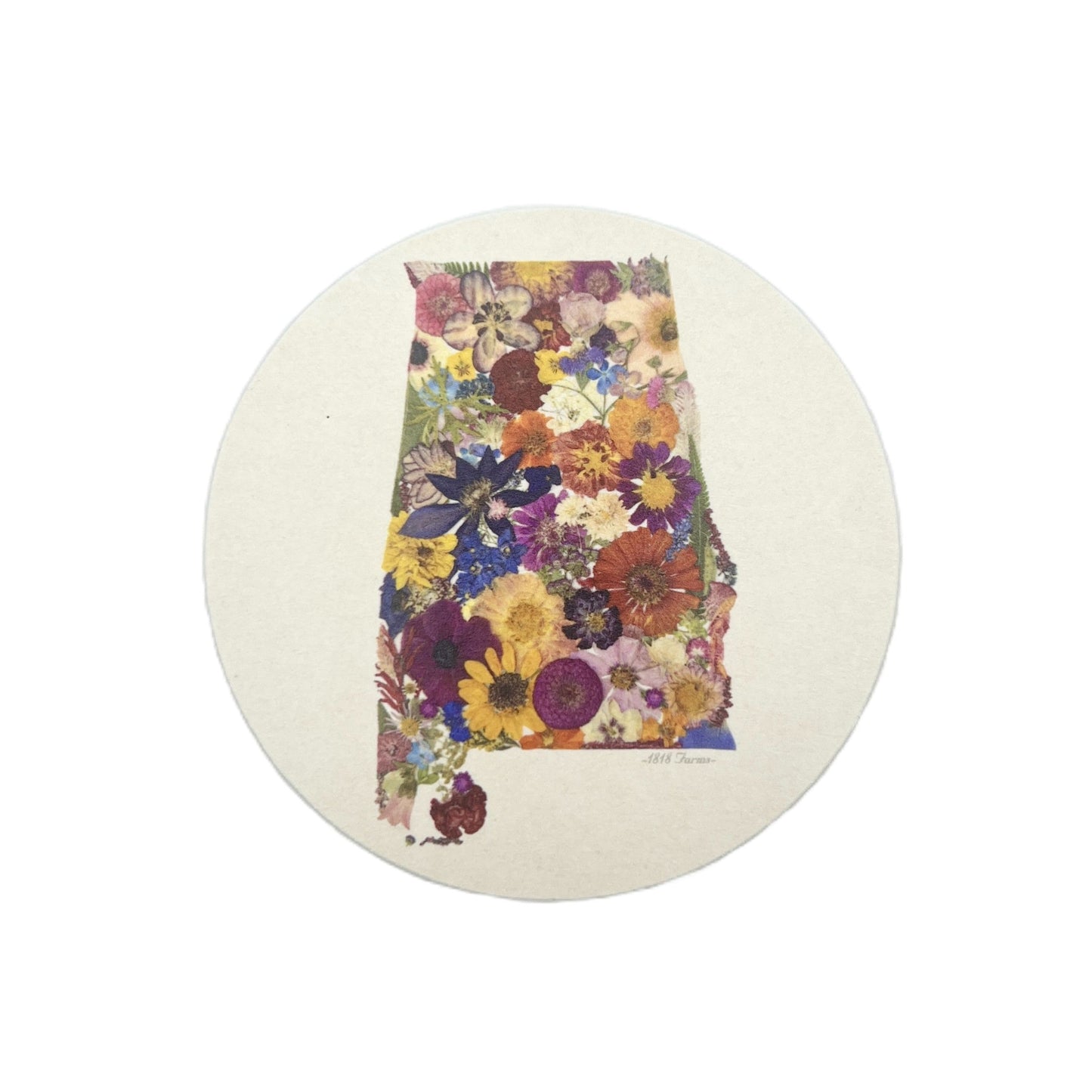 State Themed Coasters (Set of 6) - "Where I Bloom" Collection Coaster 1818 Farms Alabama  