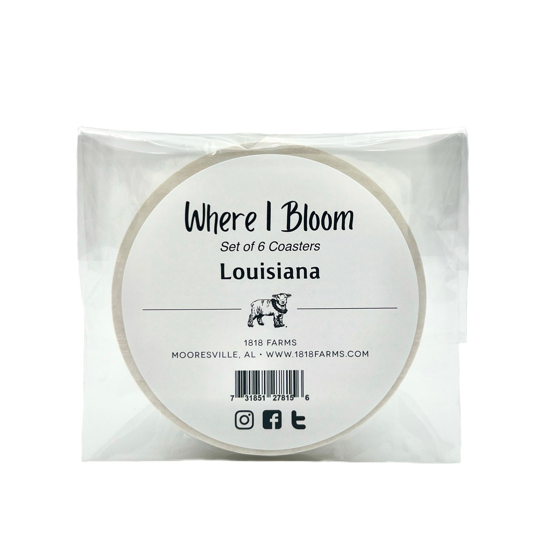 Louisiana Themed Coasters (Set of 6) - "Where I Bloom" Collection Coaster 1818 Farms   