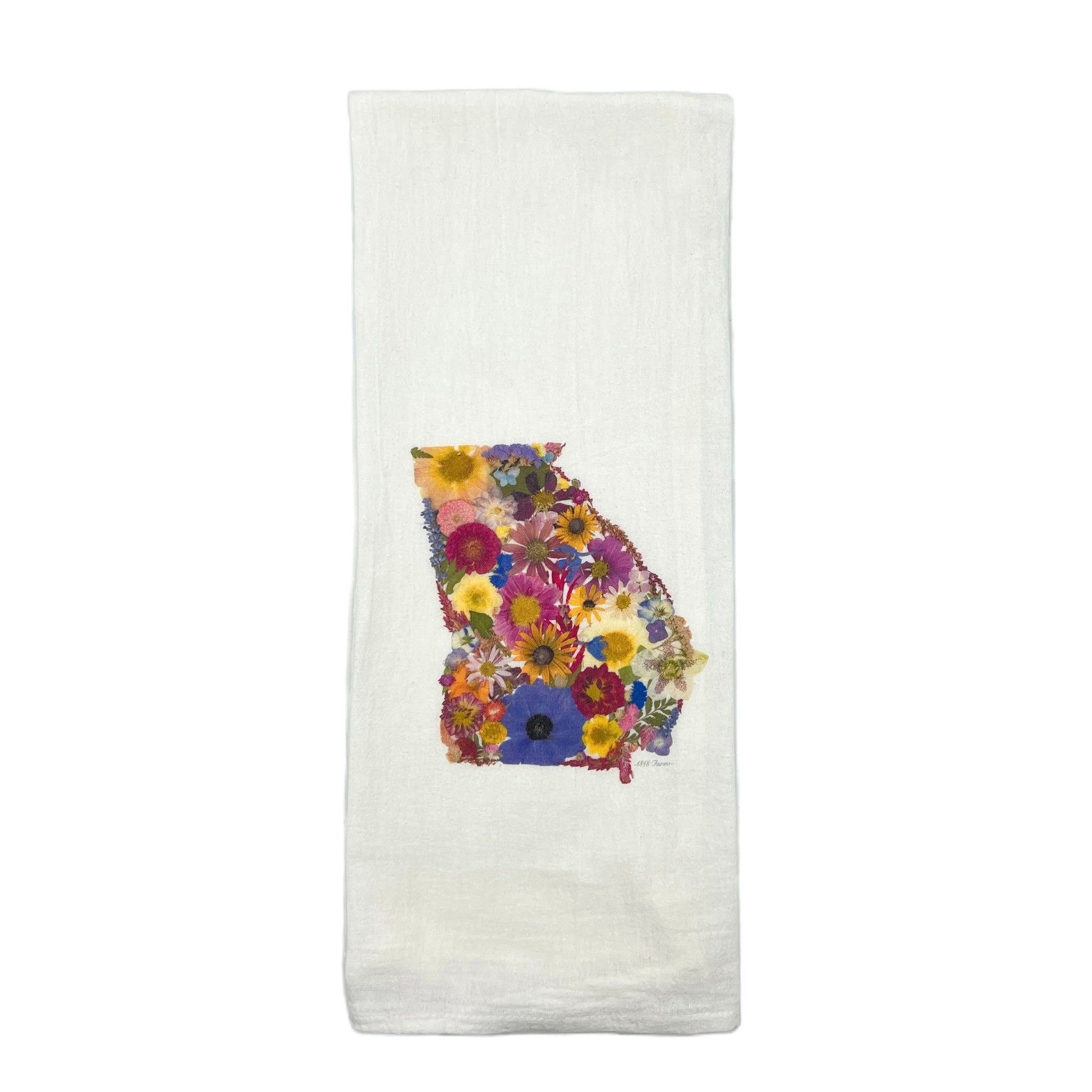 State Themed Flour Sack Towel - "Where I Bloom" Collection Towel 1818 Farms Georgia  