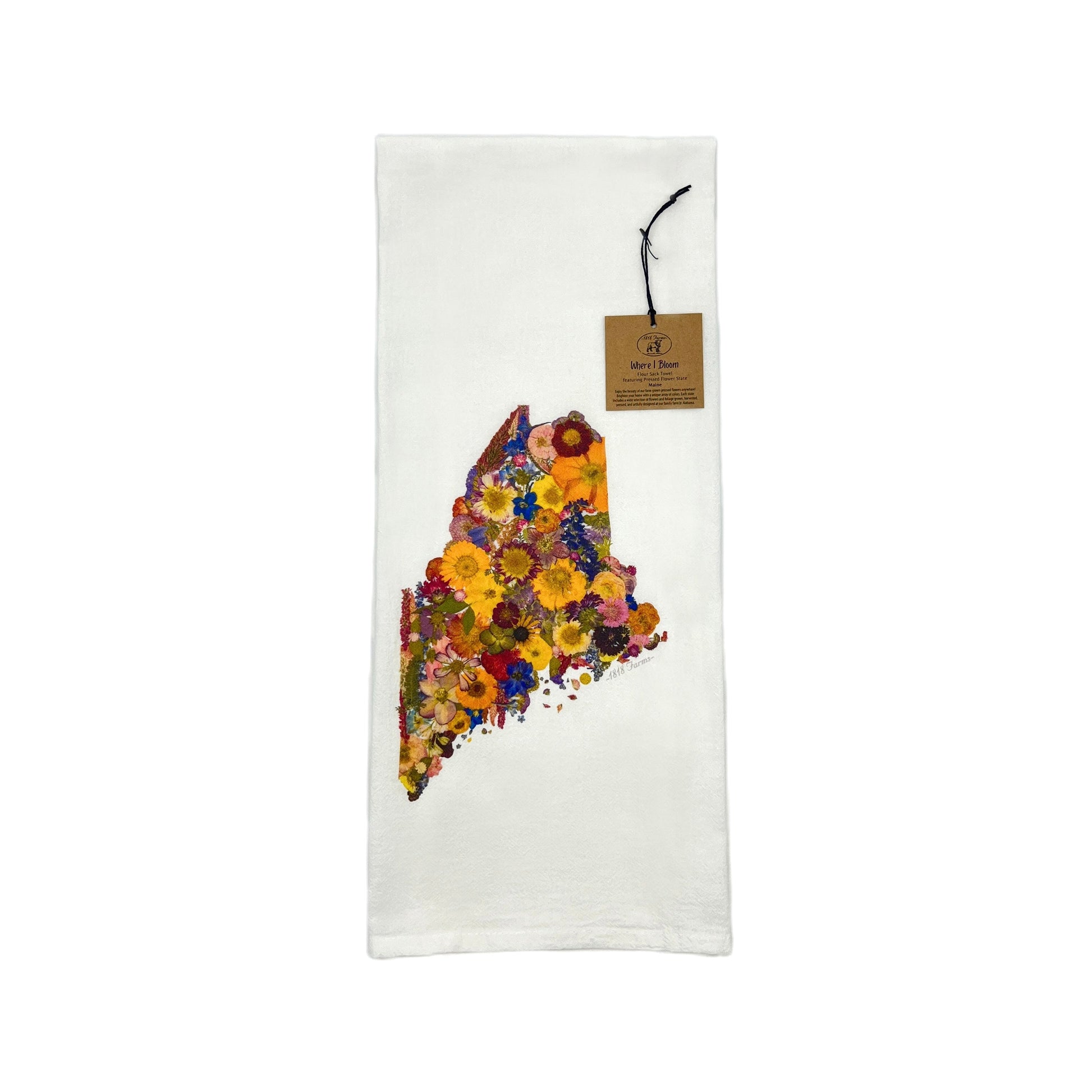 Maine Themed Flour Sack Towel  - "Where I Bloom" Collection Towel 1818 Farms   