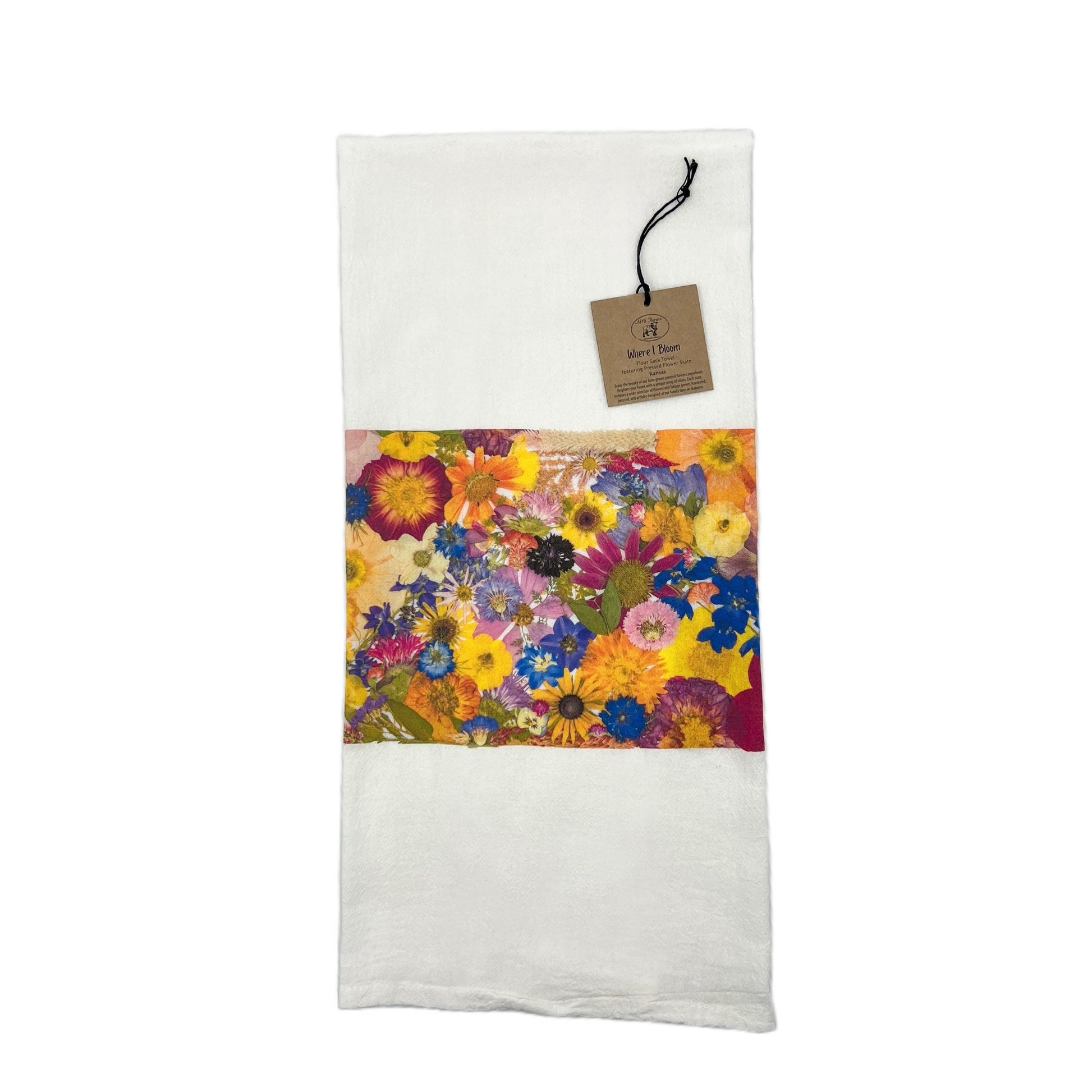 Kansas Themed Flour Sack Towel  - "Where I Bloom" Collection Towel 1818 Farms   