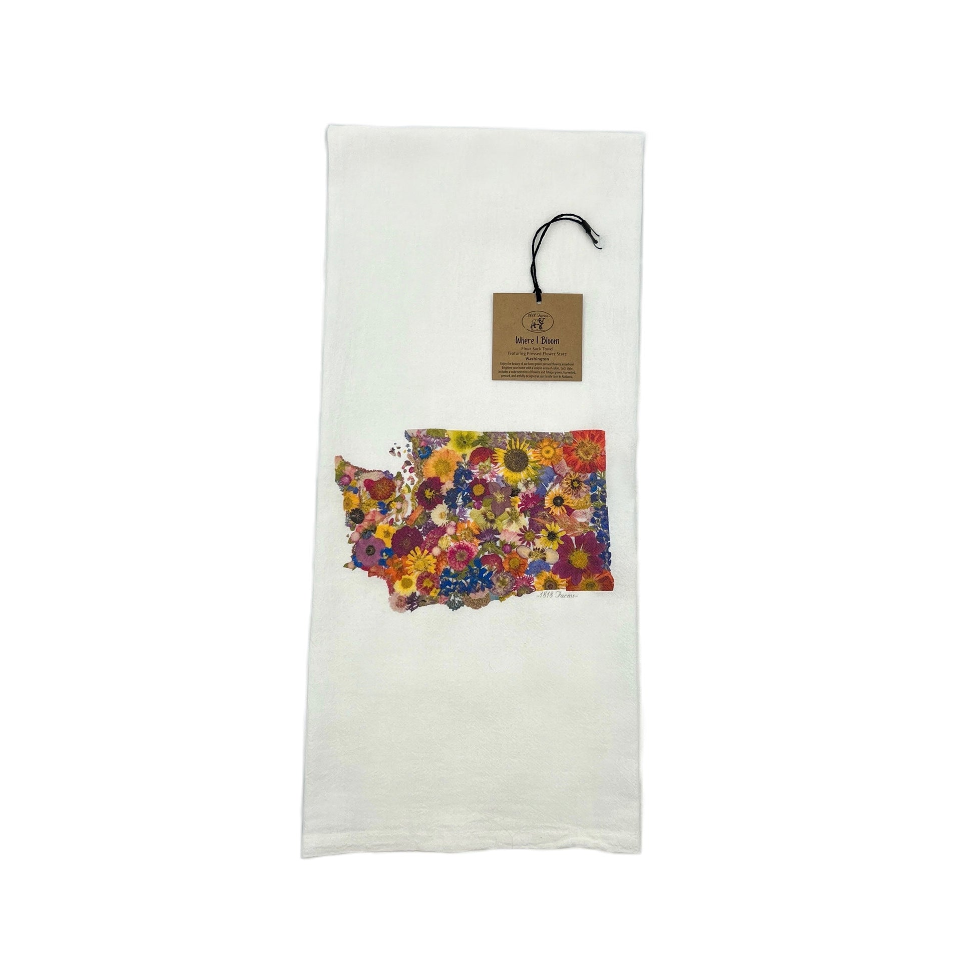 Washington Themed Flour Sack Towel - "Where I Bloom" Collection Towel 1818 Farms