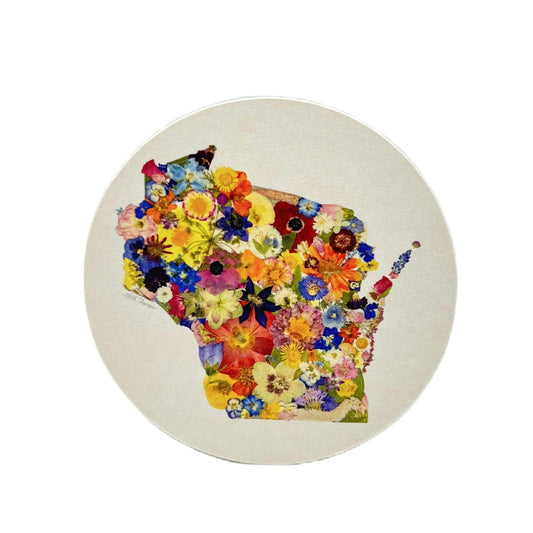 State Themed Coasters (Set of 6) - "Where I Bloom" Collection Coaster 1818 Farms Wisconsin  