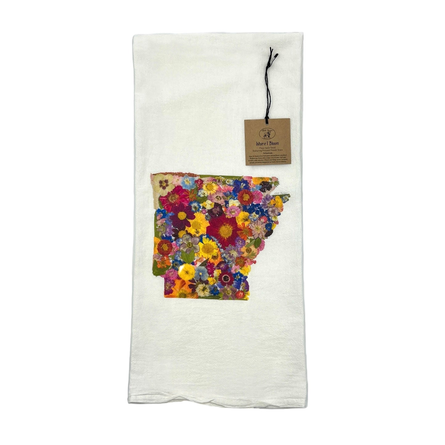 State Themed Flour Sack Towel - "Where I Bloom" Collection Towel 1818 Farms Arkansas