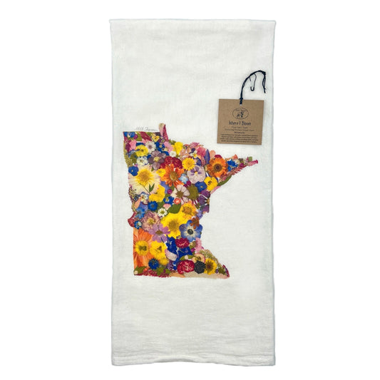 State Themed Flour Sack Towel - "Where I Bloom" Collection Towel 1818 Farms Minnesota  