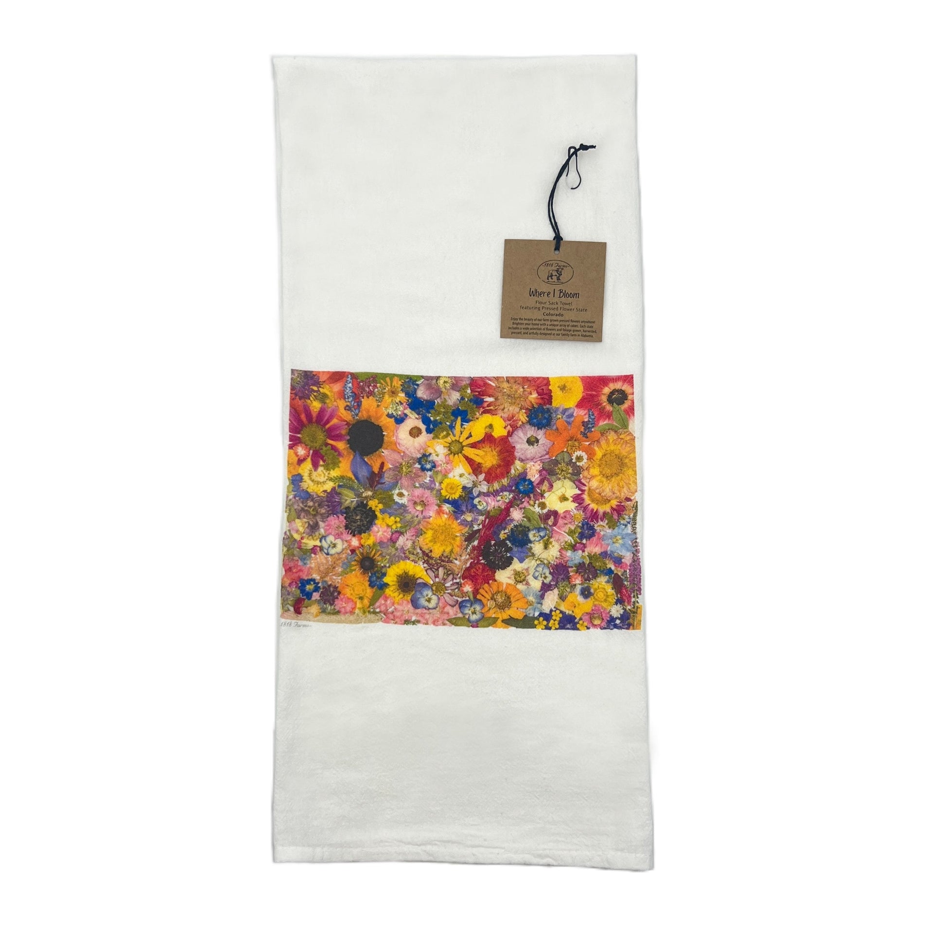 State Themed Flour Sack Towel - "Where I Bloom" Collection Towel 1818 Farms Colorado