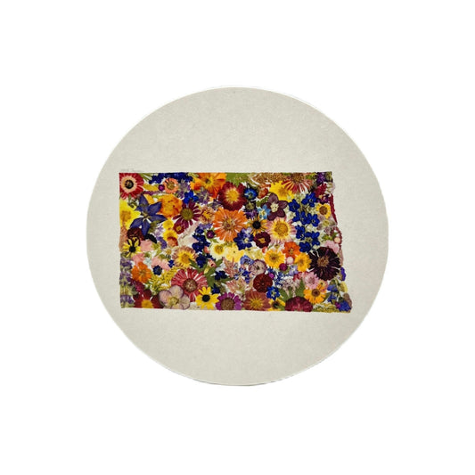 State Themed Coasters (Set of 6) - "Where I Bloom" Collection Coaster 1818 Farms North Dakota  