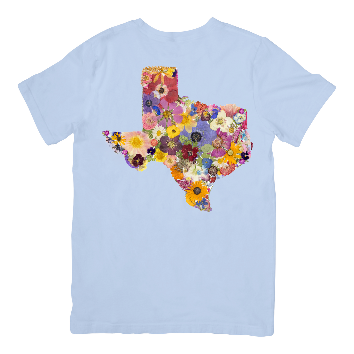 Texas Themed Comfort Colors Tshirt - "Where I Bloom" Collection T-Shirts 1818 Farms Chambray Blue Small