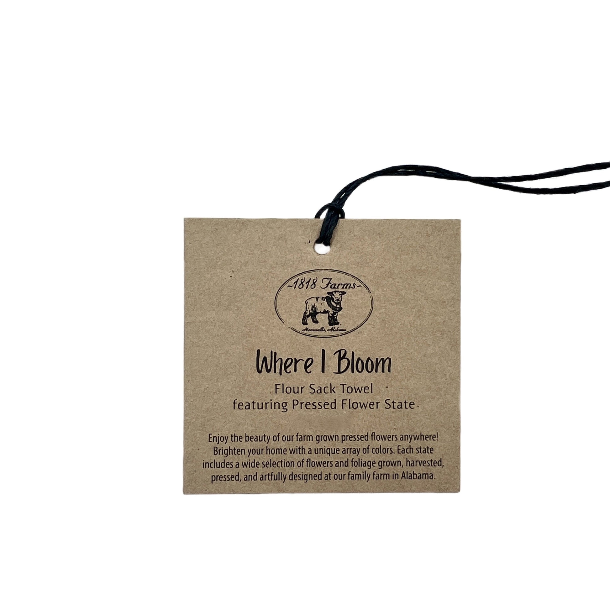 North Carolina Themed Flour Sack Towel - "Where I Bloom" Collection Towel 1818 Farms   