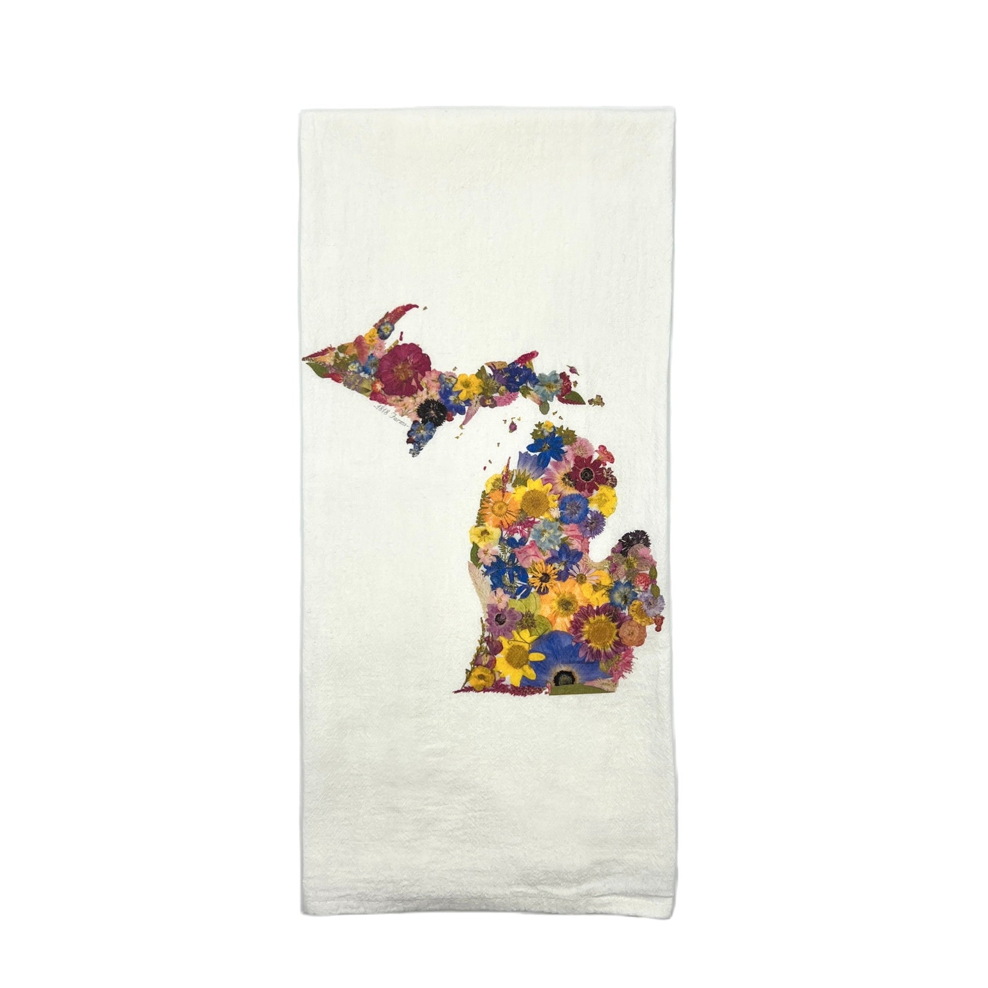 State Themed Flour Sack Towel - "Where I Bloom" Collection Towel 1818 Farms Michigan  